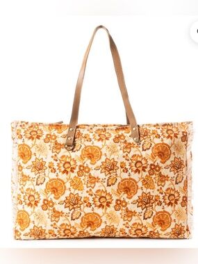 Myra Bags Floral Delft Garden Weekender Travel Tote | Boho Western Canvas